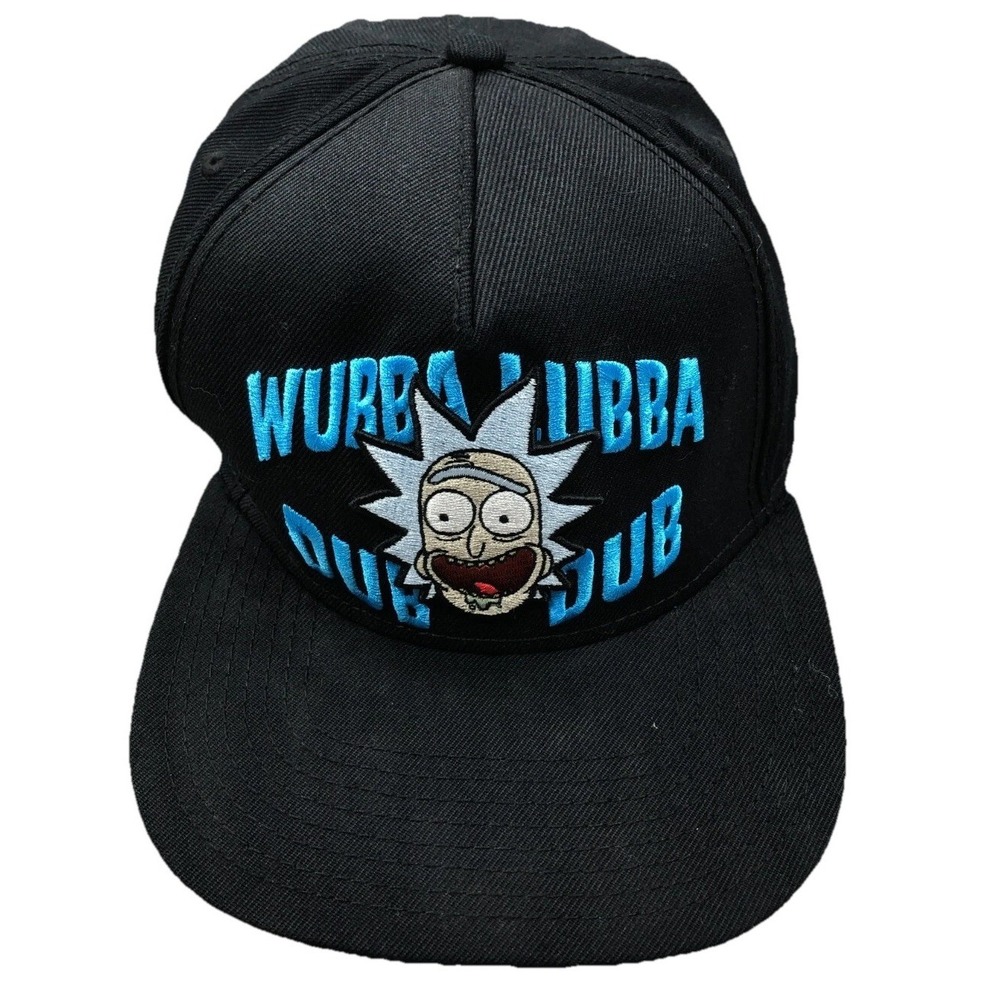 Rick And Morty Hat Cap Snap Back Black Blue Cartoon Network Spell Out Logo Adult